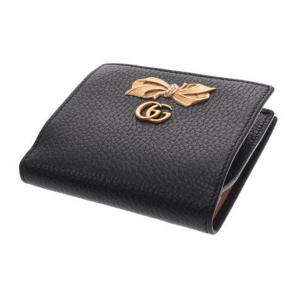 GUCCI Bow Wallet Black Leather Bifold - Picture 3 of 12